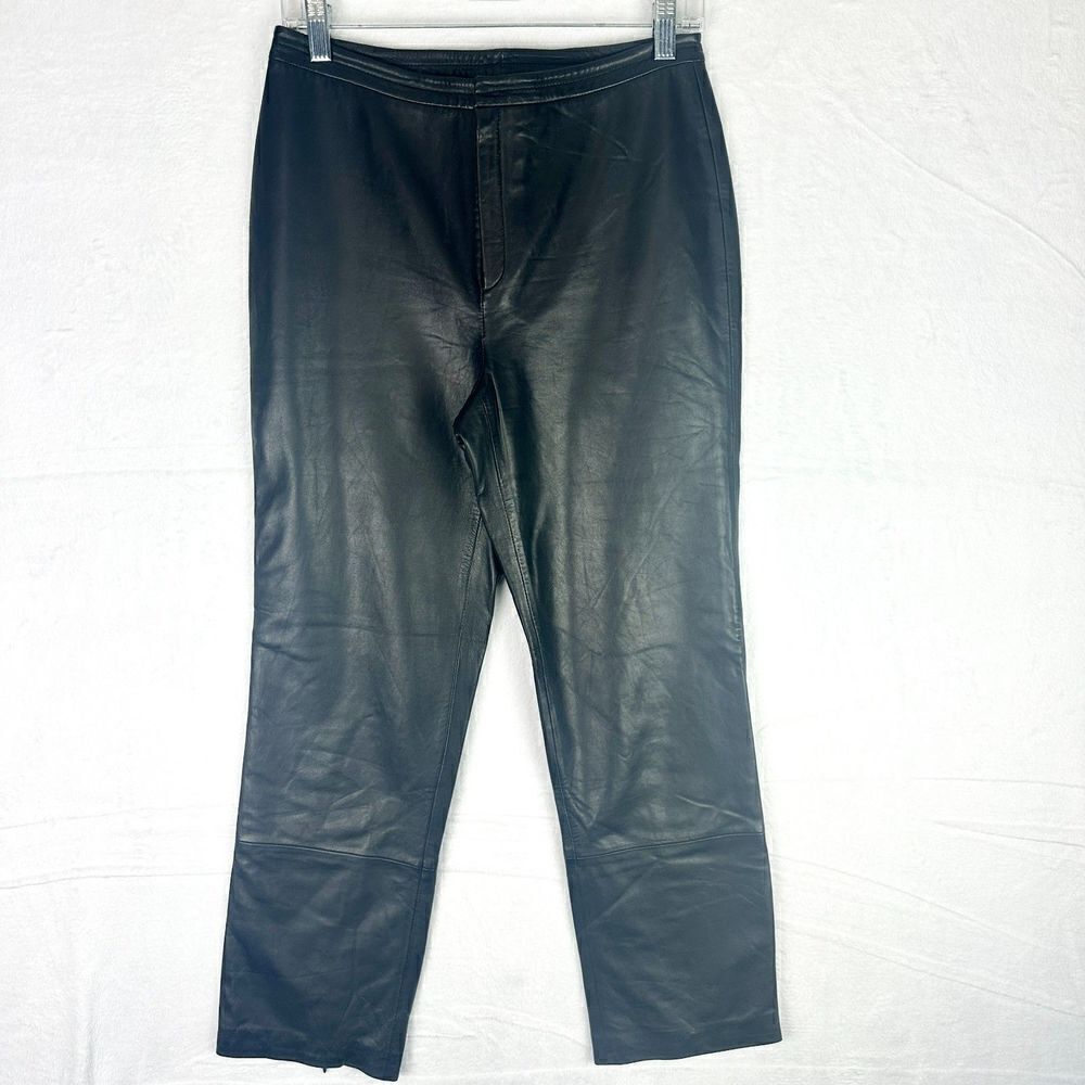 Banana Republic Vintage Leather Pants Size 4 Black Straight Leg Riding Moto